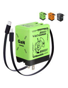 Cargador Rápido 2 en 1 W&O 120W Retráctil Verde