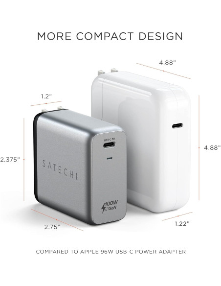 Cargador de pared USB-C PD Satechi 100W GaN - Compatible MacBook Cargador de pared USB-C PD Satechi 100W GaN - Compatible MacBook