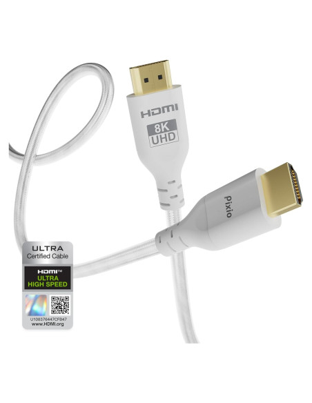 Cable HDMI 2.1 Pixio Blanco 3.05 m Ultra Alta Velocidad 8K Cable HDMI 2.1 Pixio Blanco 3.05 m Ultra Alta Velocidad 8K