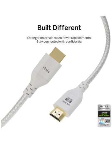 Cable HDMI 2.1 Pixio Blanco 3.05 m Ultra Alta Velocidad 8K