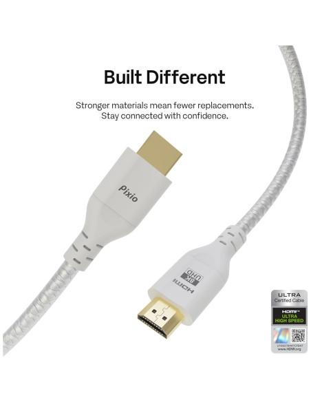 Cable HDMI 2.1 Pixio Blanco 3.05 m Ultra Alta Velocidad 8K Cable HDMI 2.1 Pixio Blanco 3.05 m Ultra Alta Velocidad 8K