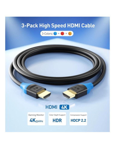 Paquete de 3 Cables HDMI 4K Cable Matters 4.57m Alta Velocidad