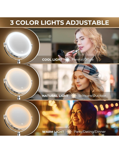 Espejo de Maquillaje Iluminado CONLWIN 22.86 cm Doble Cara 1X/10X Espejo de Maquillaje Iluminado CONLWIN 22.86 cm Doble Cara 1X/10X