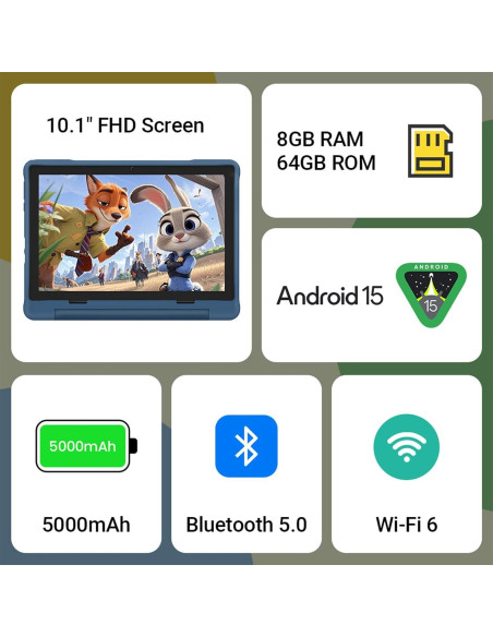Tableta UEMXDOX para Niños 10.1" Android 15 8GB+64GB Azul Tableta UEMXDOX para Niños 10.1" Android 15 8GB+64GB Azul