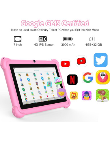 Tableta para Niños 7" Aheadthink AHQ82K Android 12 4GB RAM