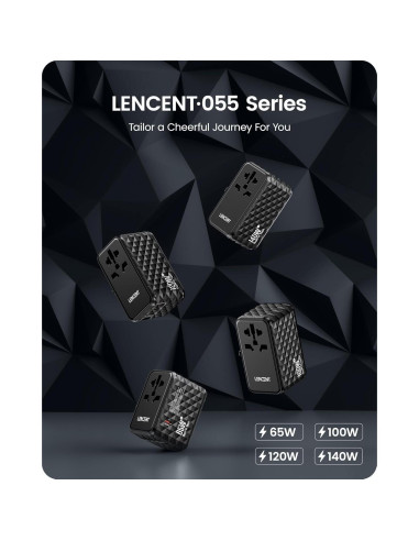 Adaptador de Viaje Universal LENCENT 140W con 4 Puertos USB