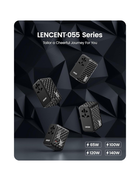 Adaptador de Viaje Universal LENCENT 140W con 4 Puertos USB Adaptador de Viaje Universal LENCENT 140W con 4 Puertos USB