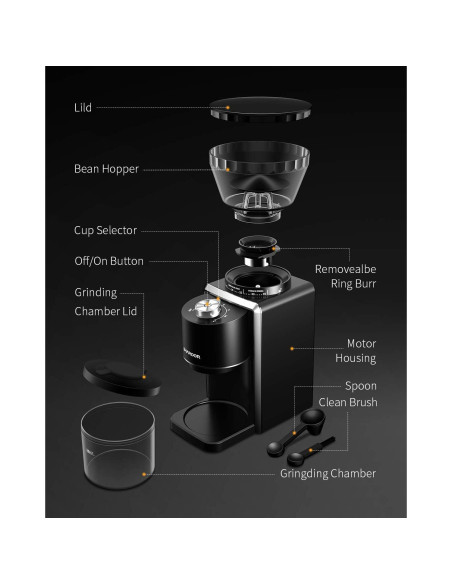 Molinillo de Café Eléctrico SHARDOR 35 Ajustes 2-12 Tazas Molinillo de Café Eléctrico SHARDOR 35 Ajustes 2-12 Tazas