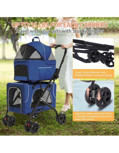 Carrito para mascotas Acesolid 4 en 1 para perros y gatos azul