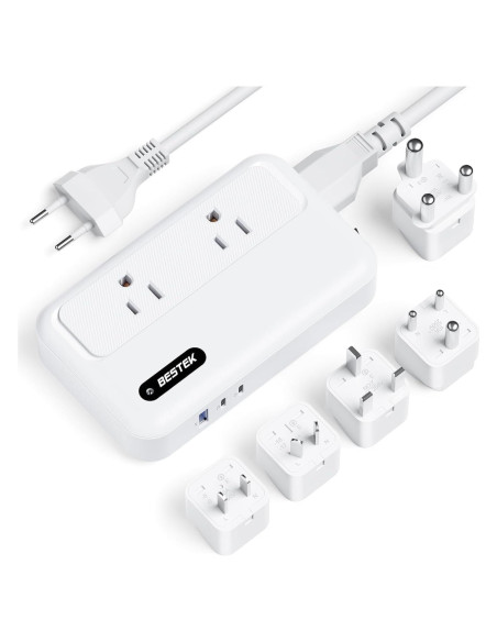 Convertidor de Voltaje BESTEK 220V a 110V con USB 3 Puertos Convertidor de Voltaje BESTEK 220V a 110V con USB 3 Puertos