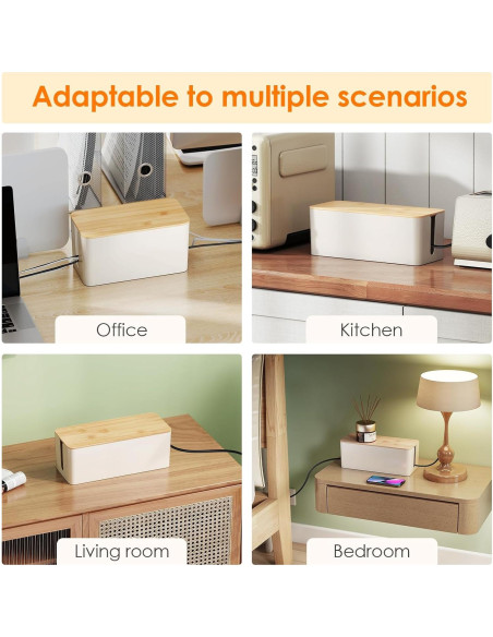 Organizador de Cables Delamu 2 Piezas Madera ABS Mediana y Pequeña Organizador de Cables Delamu 2 Piezas Madera ABS Mediana y Pequeña