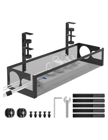 Bandeja de Gestión de Cables Reflyin 40cm Ajustable Negro