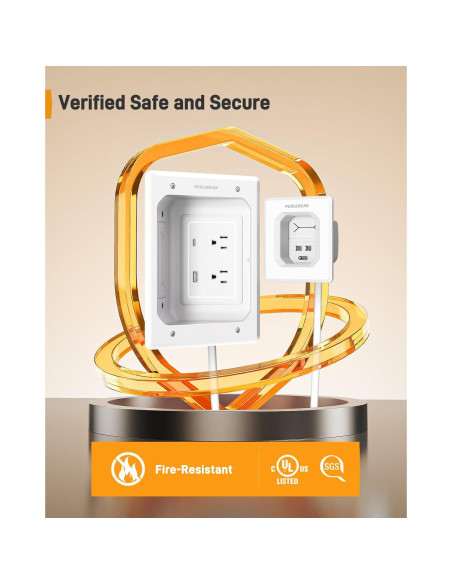 Ocultador de Cables para TV Perlegear PGWH03W, 2 Salidas CA y USB