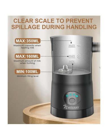 Espumador de Leche Eléctrico NWOUIIAY 4 en 1 350ml