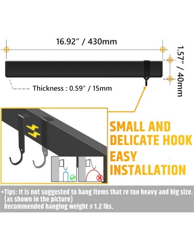 Soporte Magnético para Cuchillos LERJU 43cm Acero Inoxidable Negro