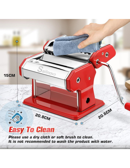 Sailnovo Máquina de Hacer Pasta Manual 2 en 1 con 9 Grosor Sailnovo Máquina de Hacer Pasta Manual 2 en 1 con 9 Grosor