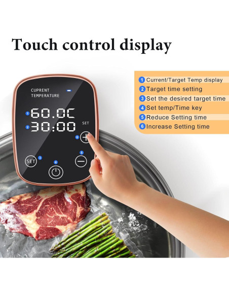 Cocedor Sous Vide Sixfivsevn 1100W Control Táctil IPX7 Cocedor Sous Vide Sixfivsevn 1100W Control Táctil IPX7