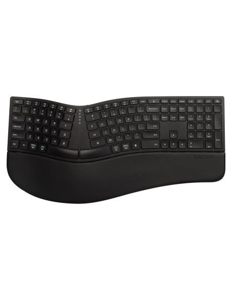 Teclado Ergonómico Inalámbrico DeLUX GM909 Negro con Reposamanos Teclado Ergonómico Inalámbrico DeLUX GM909 Negro con Reposamanos