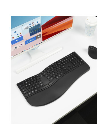 Teclado Ergonómico Inalámbrico DeLUX GM909 Negro con Reposamanos
