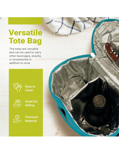 Tote Aislado para 2 Botellas de Vino meori Azul