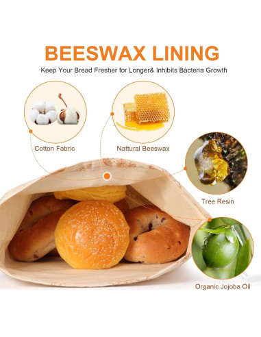 Bolsas de Pan Reutilizables WiNDANCE - 2 Unidades XL 43x33cm