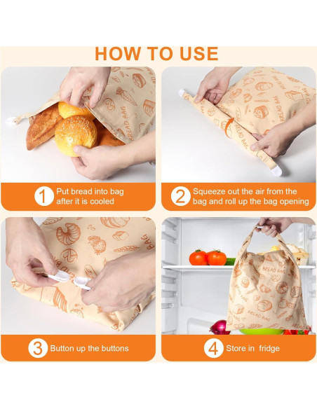 Bolsas de Pan Reutilizables WiNDANCE - 2 Unidades XL 43x33cm Bolsas de Pan Reutilizables WiNDANCE - 2 Unidades XL 43x33cm