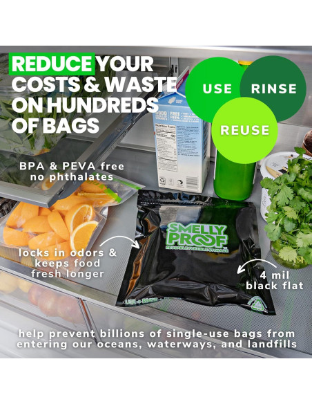 10 Bolsas Reutilizables Smelly Proof Negras 8.5" x 10" a Prueba de Olores 10 Bolsas Reutilizables Smelly Proof Negras 8.5" x 10" a Prueba de Olores