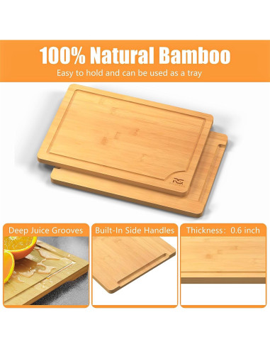 Juego de 3 Tablas de Cortar de Bambú R RUISHENG con Ranura