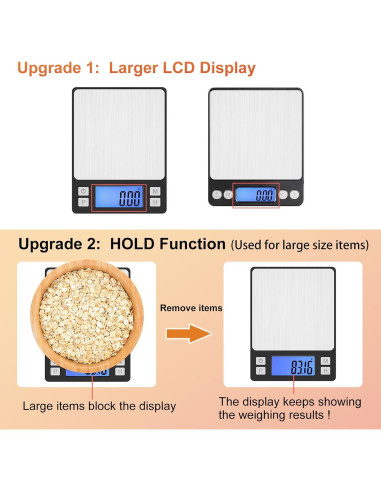 Balanza Digital BOMATA 0.01g/1kg Recargable USB Pantalla Grande