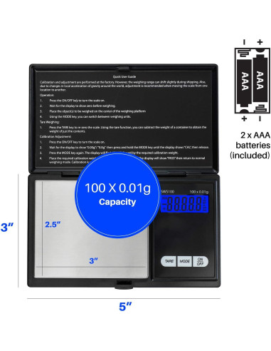 Báscula Digital de Bolsillo Smart Weigh SWS100 100g x 0.01g