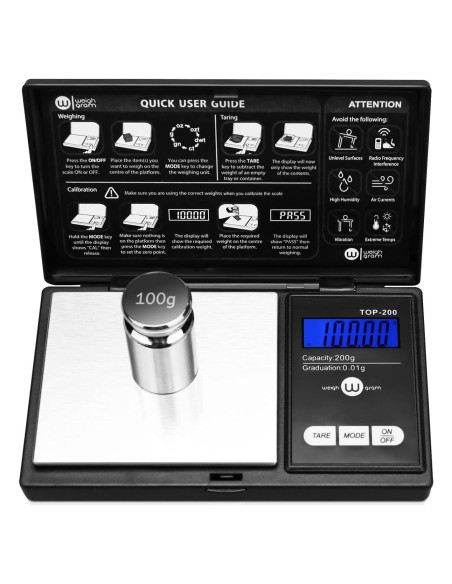 Báscula Digital de Bolsillo Weigh Gram 200g x 0.01g Báscula Digital de Bolsillo Weigh Gram 200g x 0.01g