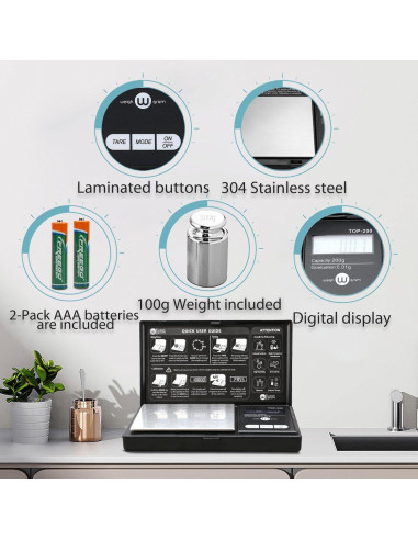 Báscula Digital de Bolsillo Weigh Gram 200g x 0.01g