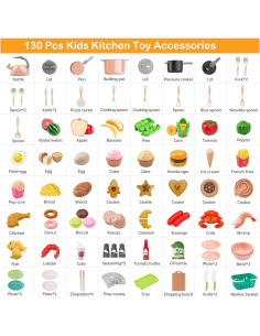 Juego de Cocina 130 Piezas Funpynani Rosa para Niños 2