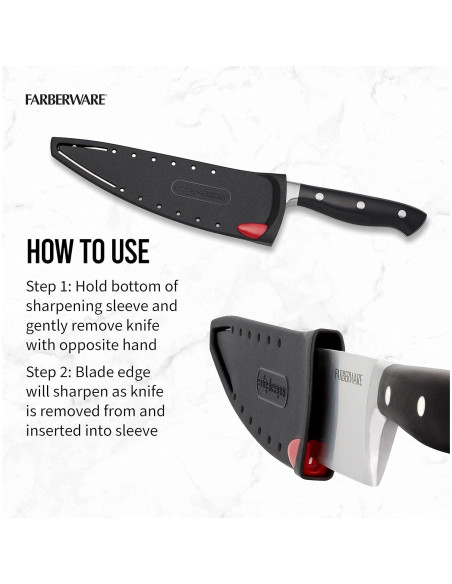Cuchillo de Chef Forjado 20.32 cm Farberware Edgekeeper Negro Cuchillo de Chef Forjado 20.32 cm Farberware Edgekeeper Negro