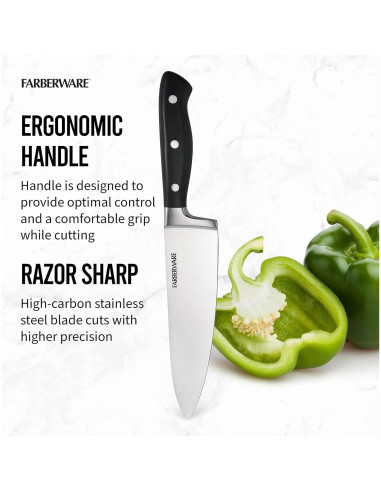 Cuchillo de Chef Forjado 20.32 cm Farberware Edgekeeper Negro