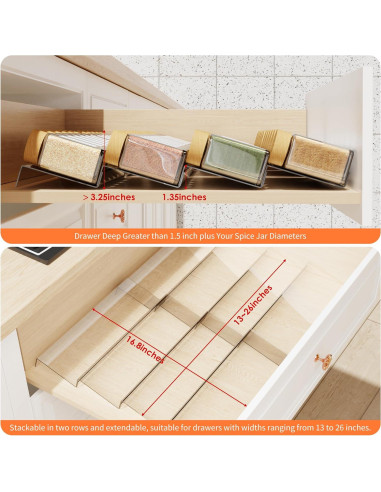 Organizador de Cajones de Especias Jadehom 4 Niveles Acrílico 33-66 cm