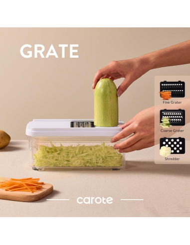 Cortador de Verduras Mandolina CAROTE 12-en-1 con Contenedor 1.2L