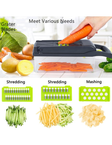 Picador de Verduras Multifuncional GXIQYL 16 en 1 Verde