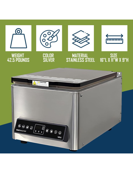 Sellador de Vacío VacMaster VP95 Acero Inoxidable 19.05 kg Sellador de Vacío VacMaster VP95 Acero Inoxidable 19.05 kg