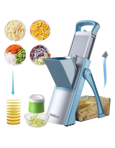 Cortador de Mandolina OYKEFAW con Espiralizador Ajustable 4 en 1