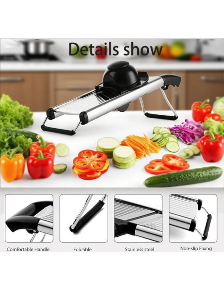 Cortador de Mandolina X&E de Acero Inoxidable 304 - Grosor Ajustable Cortador de Mandolina X&E de Acero Inoxidable 304 - Grosor Ajustable