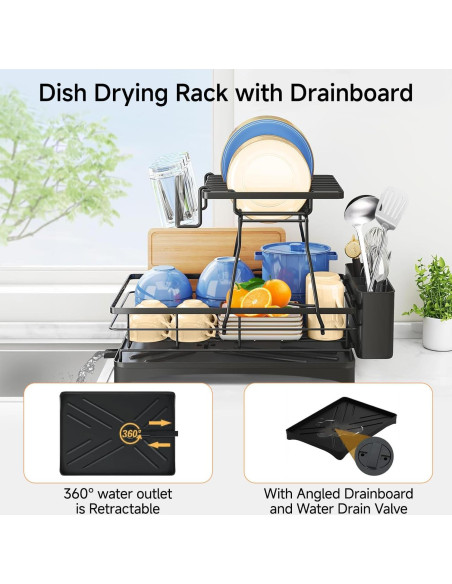 Escurridor de Platos Miklife 2 Niveles Acero Inoxidable Grande Escurridor de Platos Miklife 2 Niveles Acero Inoxidable Grande