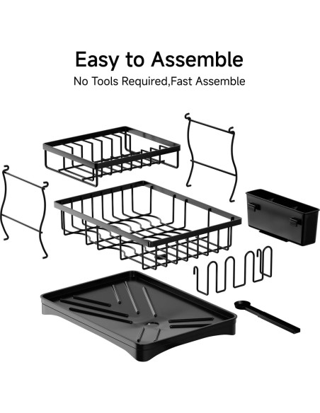 Escurridor de Platos Miklife 2 Niveles Acero Inoxidable Grande Escurridor de Platos Miklife 2 Niveles Acero Inoxidable Grande