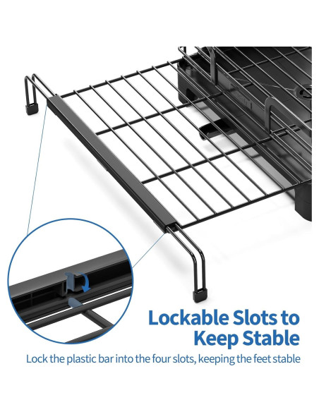 Estante de Secado de Platos TOOLF 2 Niveles Expandible Negro Estante de Secado de Platos TOOLF 2 Niveles Expandible Negro