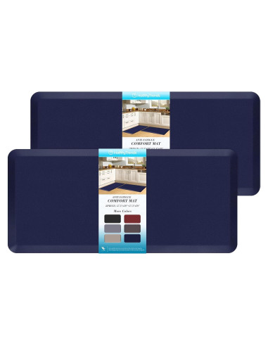 HappyTrends 2 Alfombras de Cocina Antifatiga 1.19cm Marino