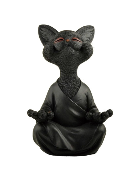 Estatua de Gato Buda Feliz JFSM INC. 30.48 cm Resina Negra Estatua de Gato Buda Feliz JFSM INC. 30.48 cm Resina Negra