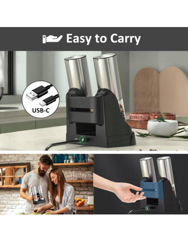 Juego de Molinillos Eléctricos SAKAMOSH con Luz LED y Carga USB