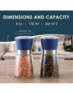 Juego de Molinillos de Sal y Pimienta Vzaahu Azul 170g 2
