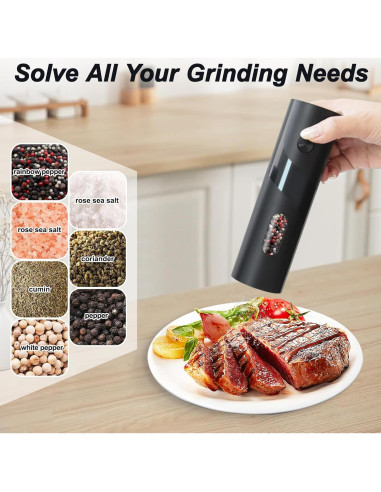 Juego de Molinillos Eléctricos de Sal y Pimienta ZDFRBJG - Recargables