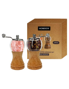 Juego de Molinillos de Pimienta y Sal HONISOX - Madera 12.7 y 15.2 cm